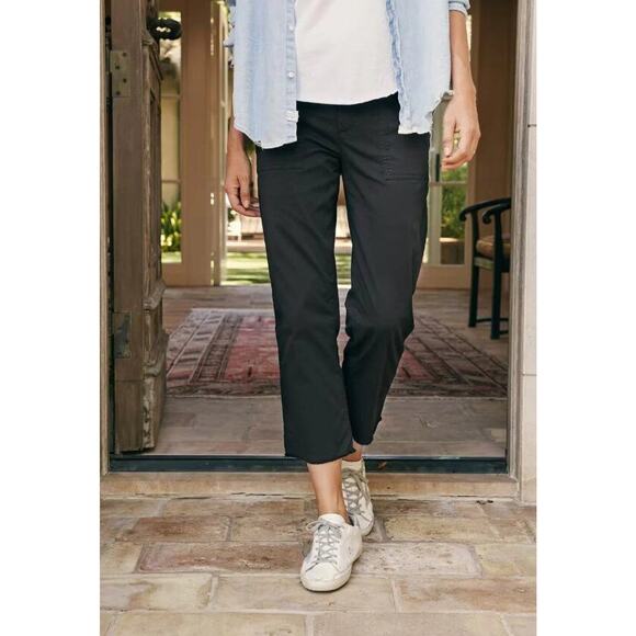 FRANK & EILEEN 10 Blackstone Utility Pants Cotton Twill Crop Pants Washed Black - Picture 1 of 8
